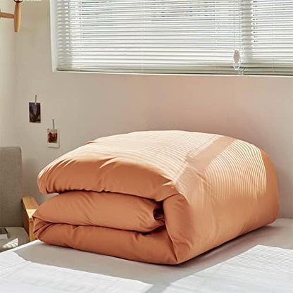 Wellboo Peach Comforter Sets Full Pink Orange Bedding Comforters Solid Grapefruit Color Bedding Cotton Women Girls Light Orange Quilts Modern Minimalist Peach Comforters Plain Coral Pink Bed Luxury