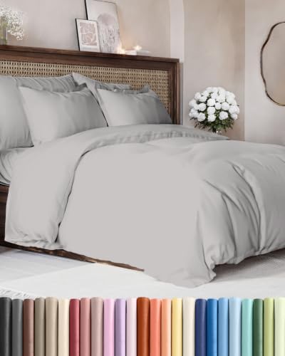 Duvet Cover King Size - Soft 3 Piece with Zipper Closure - French Grey