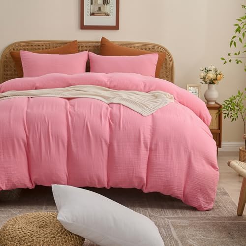 MEISHANG Muslin Duvet Cover King Size - 100% Organic Cotton