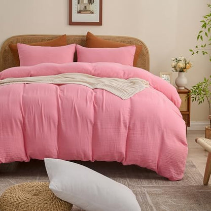 MEISHANG Muslin Duvet Cover King Size - 100% Organic Cotton