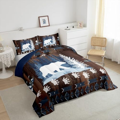 Feelyou Bear Cabin Wildlife Comforter Set King Size Boys Bedding