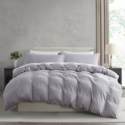 Hearth & Harbor Prewashed California King Duvet Cover Set, Grey Lavender