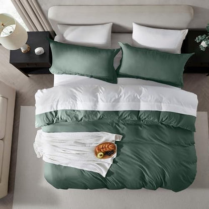 Hearth & Harbor Prewashed King Duvet Cover Set, Forest Green