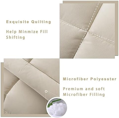 DOWNCOOL Full Size Comforter Sets -All Season Bedding Comforters Sets with 2 Pillow Cases -3 Pieces Bed Set Down Alternative Comforter Set -Beige Bedding Sets Full(82"x86")