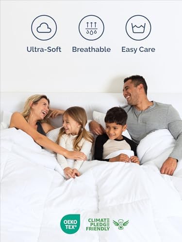 Queen Comforter Set - White Bedding for All Seasons - Soft 3 Piece Bed Set