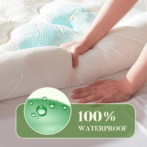 PRIMESOFT King Size Mattress Topper, Thick Pillow Top Mattress Pad，Up to 21 Inch Deep Pocket,Soft Breathable Mattress Pad for Back Pain, Waterproof Protector Cover(Beige)