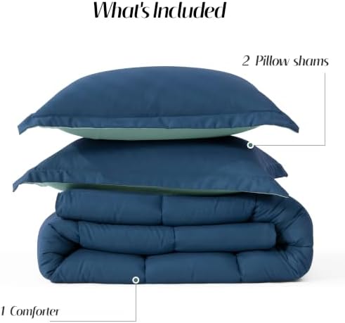 HIG 3pc Navy Twin/Twin XL Bedding Comforter Set Duvet Insert Blanket