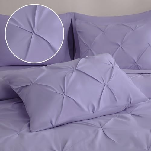 DOWNCOOL Full Size Comforter Sets, 7 Pieces Lavender Purple Bed in a Bag