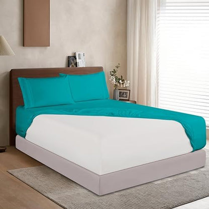 Elegant Comfort 1500 Premium Hotel Quality 18-24 Inches Deep - Extra Deep Pocket Single Fitted Sheet for High Mattress, Luxury and Softest, Smart Pocket - Wrinkle Free, California King, Turquoise