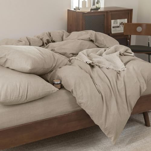 FOSSA Duvet Cover Set 100% Washed Cotton Linen Feel King