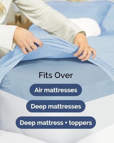CGK Linens 2 Pack Extra Deep Queen Fitted Sheets - Light Blue
