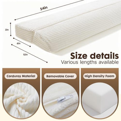Wedge Shaped Pillow headboard Suitable for Bed Seams, Foldable Bed Wedge Pillow, Bed Gap Filler King Size Fill The Gap (0-12"), Mattress Gap Filler Long Pillow Between Headboard(Beige, 54")