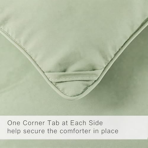 COHOME Premium Full Size Comforter, All-Season Quilted Down Alternative Duvet Insert, Luxury Hotel GentleSoft Comforter with Anti-Clump Tech & 8 Tabs - Reversible - Sage Green 82x86 inches