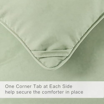 COHOME Premium Queen Size Comforter, All-Season Quilted Down Alternative Duvet Insert, Luxury Hotel GentleSoft Comforter with Anti-Clump Tech & 8 Tabs - Reversible - Sage Green 88x88 inches
