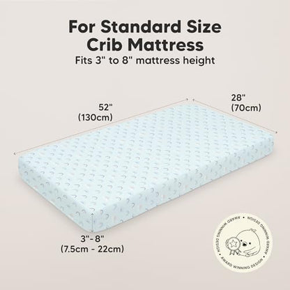 KeaBabies 2pk Organic Cotton Crib Sheets for Boys Girls 52x28,Jolly Rainbow