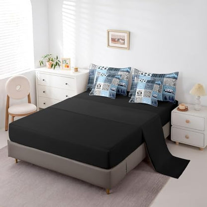 Erosebridal Kids Camper Comforter Set 7 Piece Twin Happy Camping Bed in A Bag Rv Bunk Accessories Bedding for Travel Trailers,Blue Grey Rustic Buffalo Plaid Arrow Pine Tree Bed Set for Boys Girls