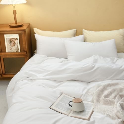 FOSSA Duvet Cover Set 100% Washed Cotton Linen Feel King
