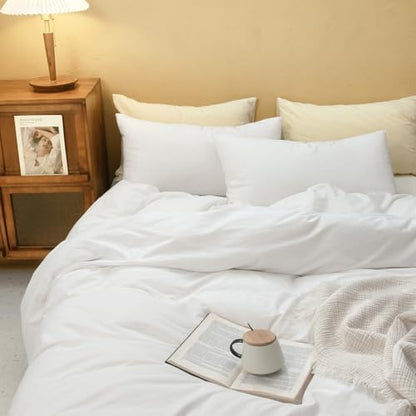 FOSSA Duvet Cover Set 100% Washed Cotton Linen Feel King