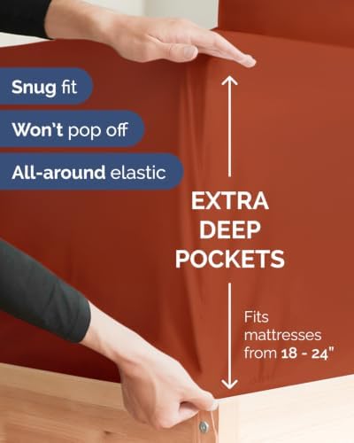 CGK Linens 2 Pack Extra Deep Full Fitted Sheets - Terracotta