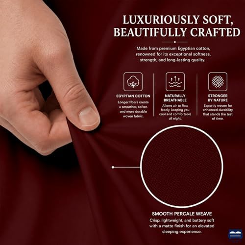 Cottingon 4 Piece Full Sheets Fits 16" Deep, Egyptian Cotton, Burgundy
