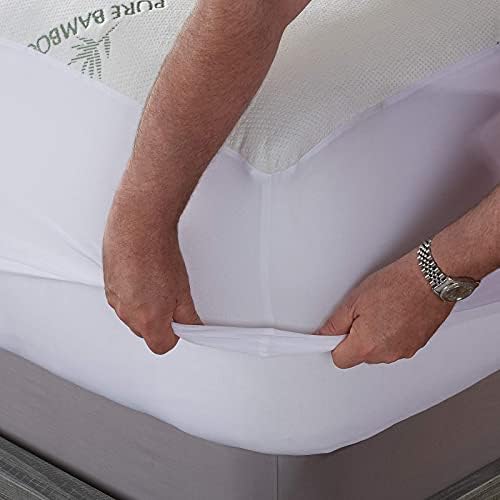 California King Mattress Protector by PURE BAMBOO, Waterproof - Viscose Derived from Bamboo, Breathable, Noiseless Mattress Cover Protects Against Moisture, Spills, Stains (California King)