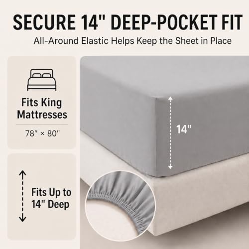 CozyLux King Size Comforter Set French Grey - 7 Pieces Bed in a Bag