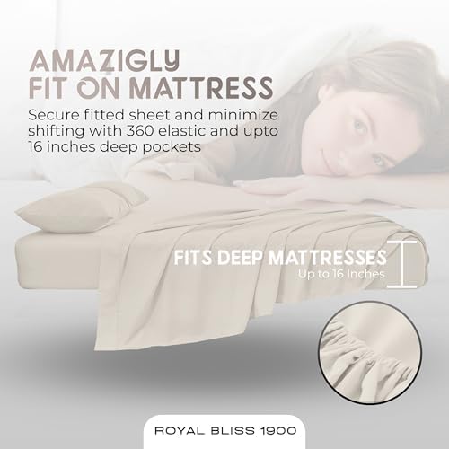Split King Sheets Set with 2 Twin XL Fitted Sheet - 5 Piece Bedding - Wrinkle Free, Fade Resistant, Double Brushed Microfiber - Deep Pockets/Easy Fit (Ivory)