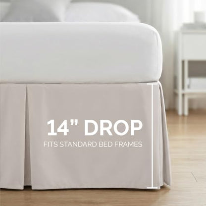 Southshore Fine Living King Bed Skirt 14 Inch Drop Pleated Natural Beige
