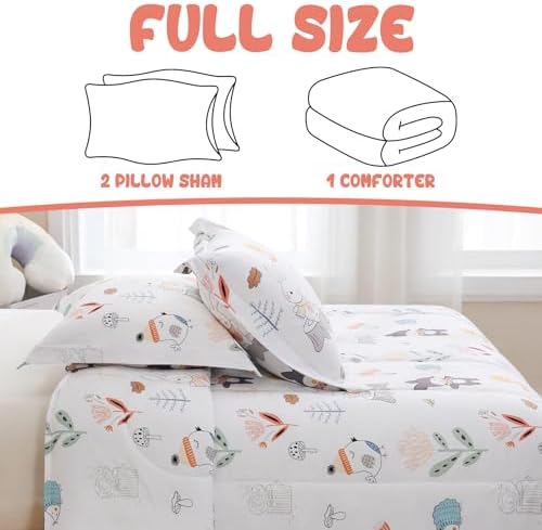 Yibeizi Woodland Animals Comforter Full Kids Forest Bedding Set