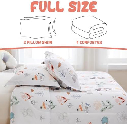 Yibeizi Woodland Animals Comforter Full Kids Forest Bedding Set