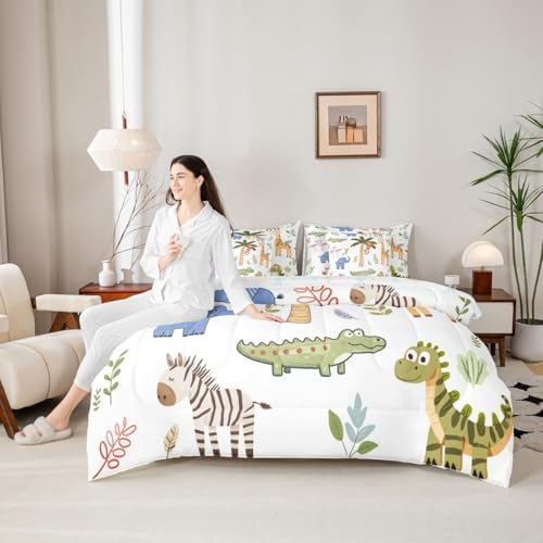Feelyou Zoo Animals 7 Piece Bedding Set for Kids