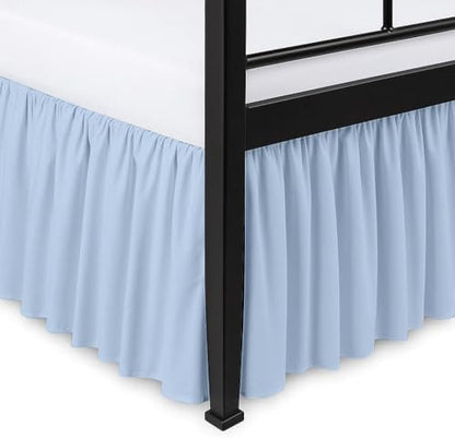Ruffled Bed Skirt Split Corners with Platform, Tailored Fit Hotel Quality Wrinkle Free Ultra-Soft Microfiber Dust Ruffle, Upto 6 Inch Drop, Cal King, Sky Blue