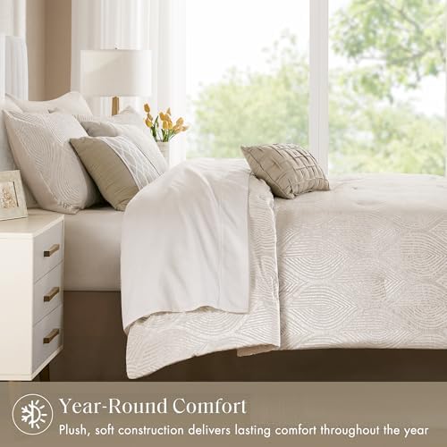 Madison Park Velvet Jacquard Champagne Cal King Comforter Set, 7pc