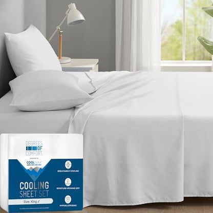 Coolmax® Cooling Sheets for Hot Sleepers, King Size, White