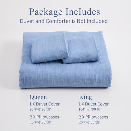 MEISHANG Muslin Duvet Cover Queen Size - 100% Organic Cotton