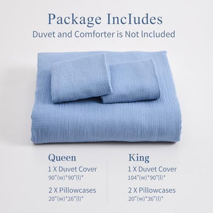 MEISHANG Muslin Duvet Cover Queen Size - 100% Organic Cotton