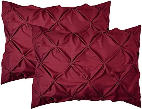 Elegant Comfort 2-Pack Sham Set Pinch Pleat Design, 1500 Premium Hotel Quality Microfiber, Stylish Design-Easy Care, Wrinkle and Stain Resistant, 2-Piece Sham Set, Pleated Standard/Queen, Burgundy