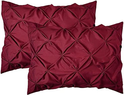 Elegant Comfort 2-Pack Sham Set Pinch Pleat Design, 1500 Premium Hotel Quality Microfiber, Stylish Design-Easy Care, Wrinkle and Stain Resistant, 2-Piece Sham Set, Pleated Standard/Queen, Burgundy
