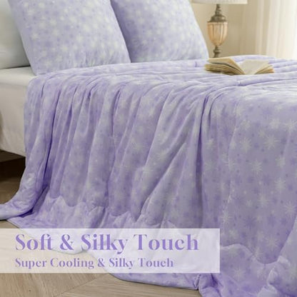 CHOSHOME Cooling Comforter Cooling Blanket, Q-Max 0.45 Cool Sleeping Summer Blanket for Hot Sleeper Night Sweats, Queen 90" x 90", Purple 02