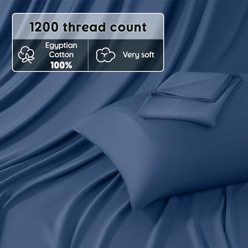 SONORO KATE 100% Egyptian Cotton Sheets,1200 Series,Queen Size