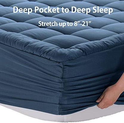 EASELAND Full Size Mattress Pad Pillow Top Mattress Topper Cotton Top