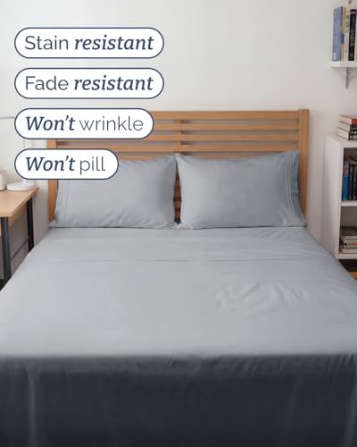 Full XL Sheets - 4 Piece Full XL Sheet Set - Cool & Breathable - Steel Blue