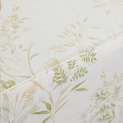 FADFAY Floral Leaves Bed Sheet Set Full, Premium 100% Cotton 600 TC Green & Cream Flower Bedding Botanical Leaves Printed Super Soft Breathable Deep Pocket Fitted Sheet 4Pcs, Full