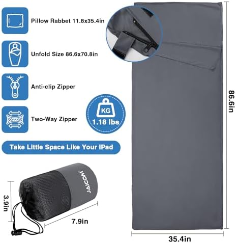 JAICOM Sleeping Bag Liner, Travel Sheets Ultralight Summer Sleeping Bag
