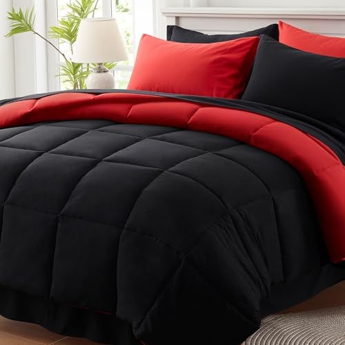 Anluoer Queen Comforter Set 7 Piece, Soft Bed in a Bag Queen Bedding Sets