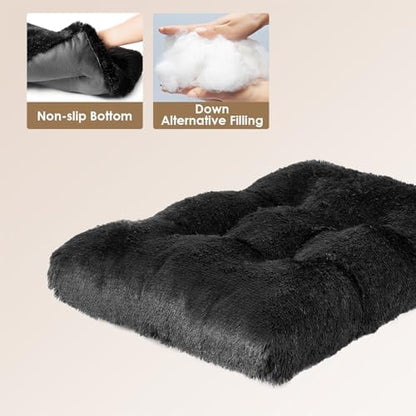EHEYCIGA Fluffy Dog Crate Bed for Medium Dogs, Plush Crate Pad, Black