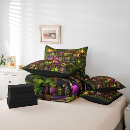 Feelyou Fairy Library Comforter Set Queen SizeMagic Bookshelf 7 Pcs Bedding for Kids and AdultsFairy Tale Boys Girls Bed in a Bag Bed Sheet Sets with Fitted Sheet Pillowcases for Bedroom Bed Decor