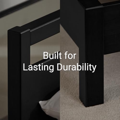 LIFEMENT Signature Wood Platform Bed Frame with Headboard, Essential, Noise Free, Under Bed Storage, No Box Spring Needed, Easy Assembly (Black, Full)