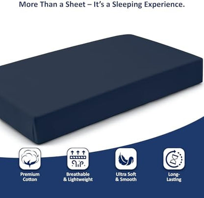 1 Piece Queen Size Fitted Sheet Only, 15-Inch Deep Mattress, Navy Blue
