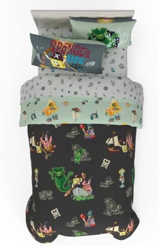 Spongebob Squarepants Movie Kids Bedding Set, Twin Size, Roblox UGC Reward Included – 5-Piece Super Soft Cozy Reversible Comforter & Sheet Set (Officially Licensed Product) by Franco